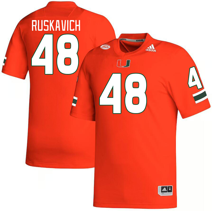 Men #48 Owen Ruskavich Miami Hurricanes College Football Jerseys Stitched-Orange